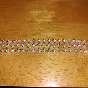 Vintage 3 Strand Faux Pearls & Glass Crystal Rhinestone Clasp Bracelet